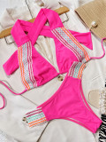 Split Women's Swimwear Splice Solid Bikini