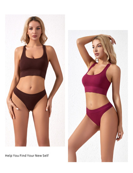 Gather bra female underwear fixed shoulder strap sports beauty vest bra thong suit