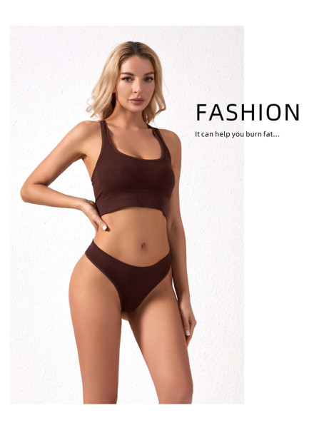 Gather bra female underwear fixed shoulder strap sports beauty vest bra thong suit