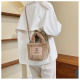 Plush bag Fashion portable small Tote bag One shoulder messenger small square bag