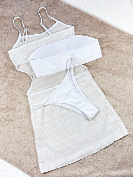 Three-piece swimsuit Bikini women's split solid color swimsuit