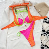 Solid sexy bikini women's split swimsuit with steel to bikini