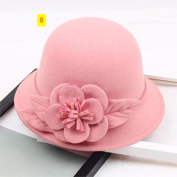 Three-dimensional flower top hat, autumn and winter wool hat, women's Korean version, domed leisure fisherman basin hat