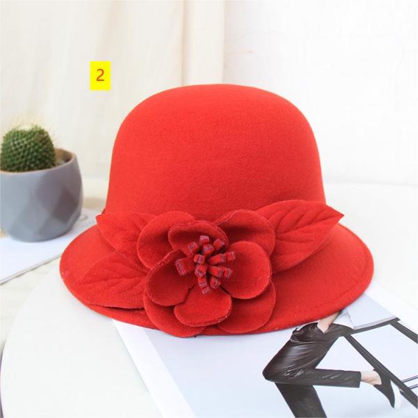 Woolen basin hat Fashion flower fisherman hat Warm felt top hat