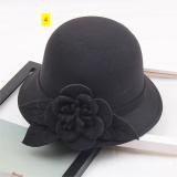 Three-dimensional flower top hat, autumn and winter wool hat, women's Korean version, domed leisure fisherman basin hat