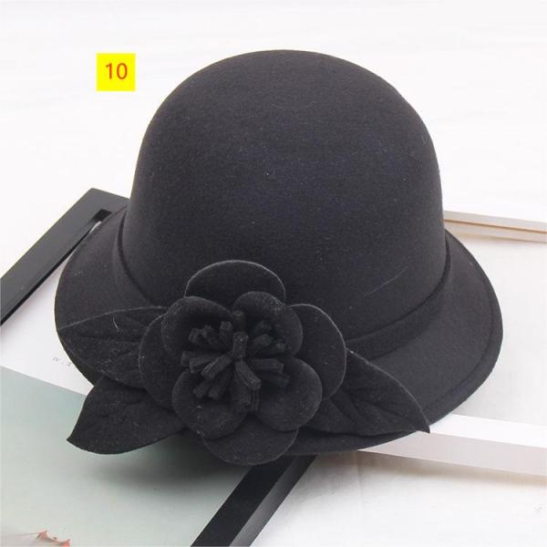 Woolen basin hat Fashion flower fisherman hat Warm felt top hat