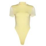 Women's fashion round-neck short-sleeved sexy backless fitting T-shirt bodysuit