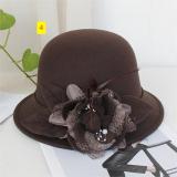 Fisherman's hat Female British vintage feather flower wool top hat Korean version Elegant celebrity felt hat Pot hat