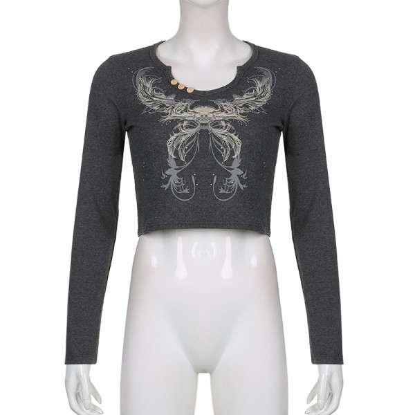 Hot Diamond Print Long Sleeve T-Shirt