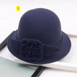 Three-dimensional flower top hat, autumn and winter wool hat, women's Korean version, domed leisure fisherman basin hat