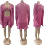 Three-piece sexy jacket with lace and pleat