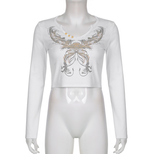 Hot Diamond Print Long Sleeve T-Shirt
