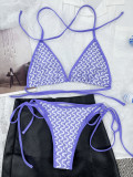 Triangle bag lanyard sexy wave print hanging neck bikini