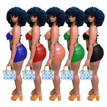 Leather bra skirt sexy nightclub suit