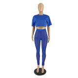 Women's T-shirt, gauze pants, two-piece sexy open-navel nightclub dress