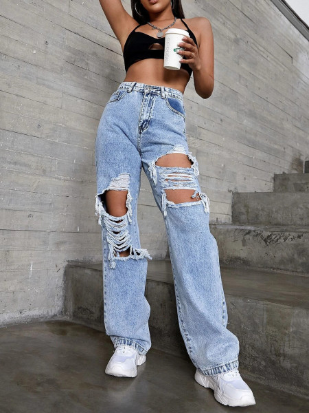 Women's fashion trend hole denim