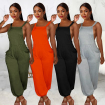 Lace-up sexy new women's dress solid color backless trend loose strap jumpsuit Lace-up sexy new women's dress solid color backless trend loose strap jumpsuit