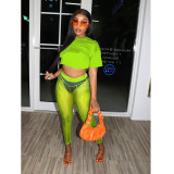 Women's T-shirt, gauze pants, two-piece sexy open-navel nightclub dress