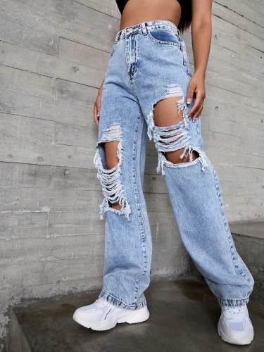 Women's fashion trend hole denim