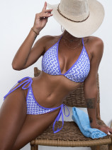 Triangle bag lanyard sexy wave print hanging neck bikini Triangle bag lanyard sexy wave print hanging neck bikini