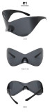 Future technology sense oversized sunglasses punk mask sunglasses vintage one-piece Y2K fashion sunglasses