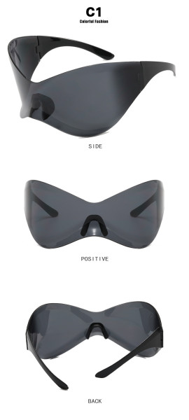 Future technology sense oversized sunglasses punk mask sunglasses vintage one-piece Y2K fashion sunglasses