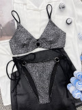 Sexy split bikini lace flash fabric swimsuit