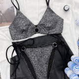 Sexy split bikini lace flash fabric swimsuit