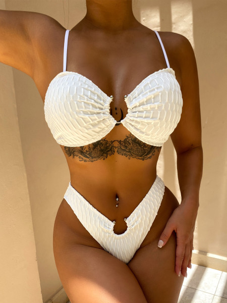 Pure white special fabric sexy bikini