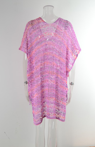 Loose oversized beach shirt panel cut-out knit oversized bikini blouse