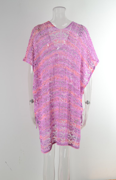 Loose oversized beach shirt panel cut-out knit oversized bikini blouse