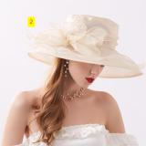 Solid color organza vintage flower top hat Women's summer mesh fisherman hat Sun protection foldable sunshade hat