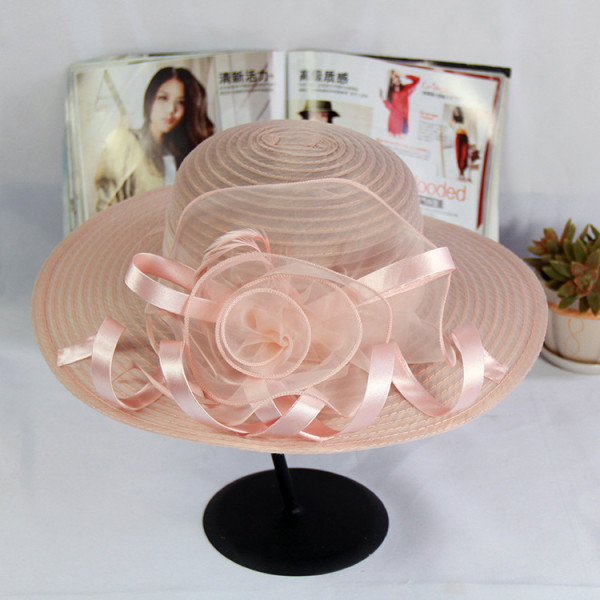 Mesh sunshade hat Organza flower temperament wedding hat sunscreen dome hat fashion hat