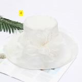 Solid color organza vintage flower top hat Women's summer mesh fisherman hat Sun protection foldable sunshade hat