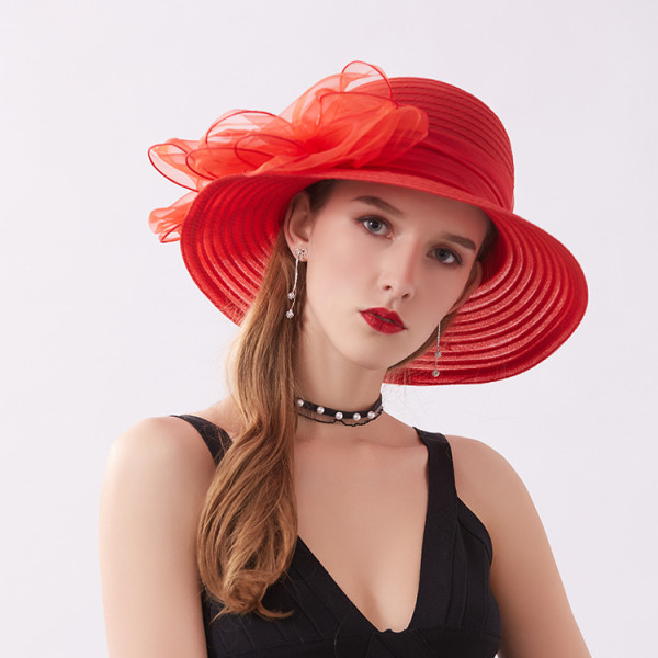 Organza basin hat Korean version bowknot mesh sunshade hat Children's summer outing sunscreen sun hat sandal