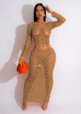 Women's hand-knitted casual cut-out sequin beach skirt