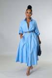 Women's dress fashion micro elastic shirt skirt waist loose long-sleeved skirt