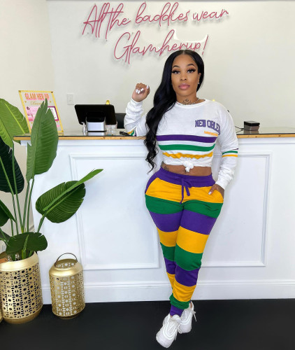 Casual positioning printing two-piece set