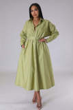 Women's dress fashion micro elastic shirt skirt waist loose long-sleeved skirt