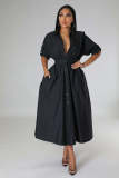 Women's dress fashion micro elastic shirt skirt waist loose long-sleeved skirt