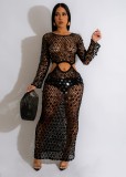 Women's hand-knitted casual cut-out sequin beach skirt