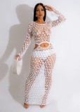 Women's hand-knitted casual cut-out sequin beach skirt