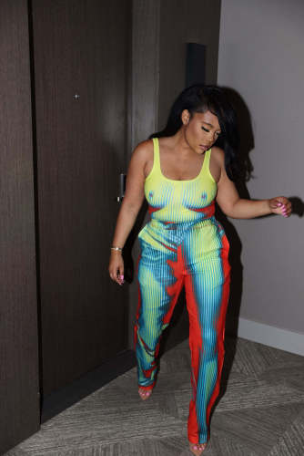Fashion sexy print sling slimming fashion suit