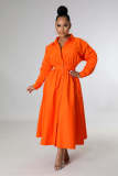 Women's dress fashion micro elastic shirt skirt waist loose long-sleeved skirt