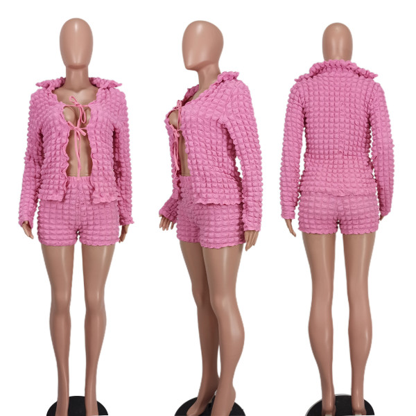 Fashion casual cardigan strap two-piece set