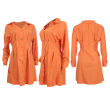 Fashionable casual waistband solid color dress