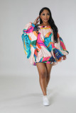 Loose print off shoulder dress