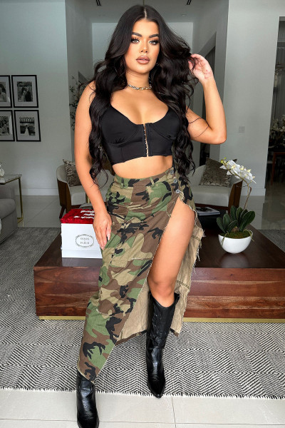 Sexy split camouflage skirt