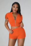 Sexy stand-up neck zip cardigan two-piece set