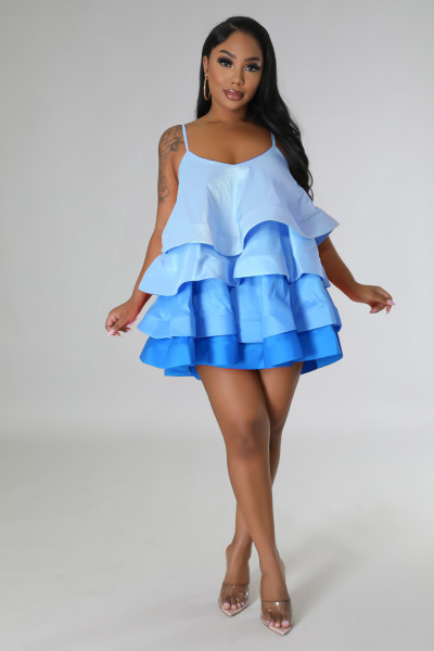 Women's suspender skirt ruffle cake skirt suspender sexy dress